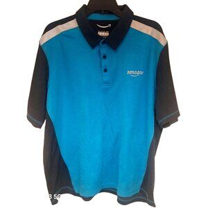 Amazon Mens Active Polo Shirt Black/Blue Size 2XL 55% Cotton 45% Polyester